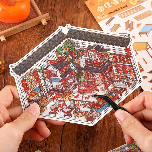 Purrfect Seasons 3D Sticker | 4 Cute Miniature Scenes