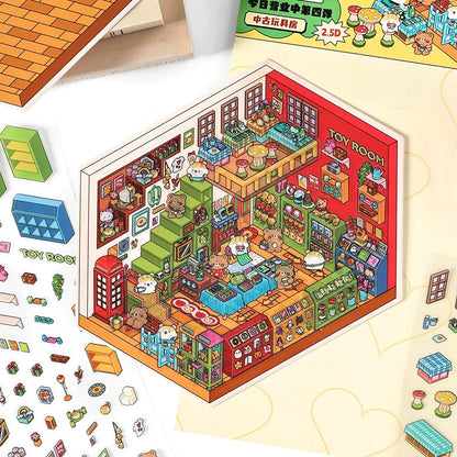 Fairytale Bazaar 3D Sticker | 4 Cute Miniature Scenes