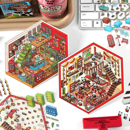 Fairytale Bazaar 3D Sticker | 4 Cute Miniature Scenes