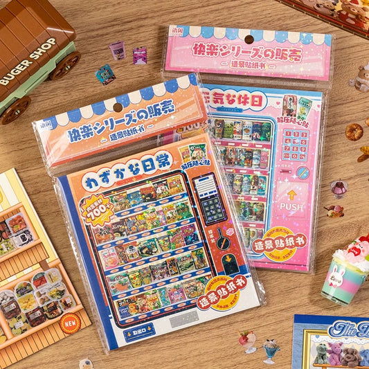 Kawaii Window Scenes 3D Sticker Material Book – Festive Window Joy（8 Scenes）| Everyday Window Dreams（8 Scenes）
