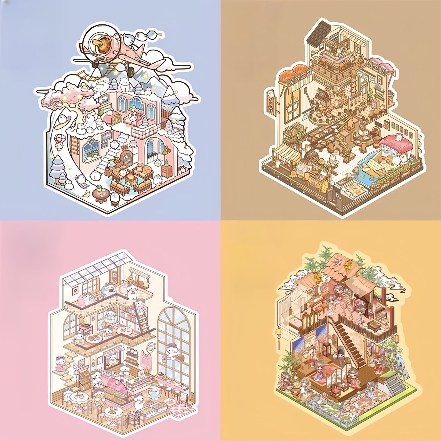 Little Wonder Rooms 3D Sticker Scenes | 4 Cute Miniature Scenes