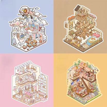 Little Wonder Rooms 3D Sticker Scenes | 4 Cute Miniature Scenes