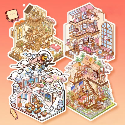 Little Wonder Rooms 3D Sticker Scenes | 4 Cute Miniature Scenes