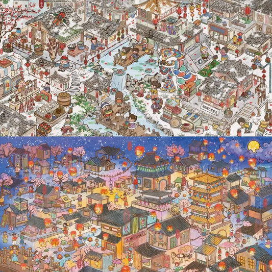 City of Lights and Dreams 3D Sticker | 2 Cute Miniature Scenes