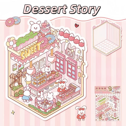 Little Wonder Rooms 3D Sticker | 4 Cute Miniature Scenes