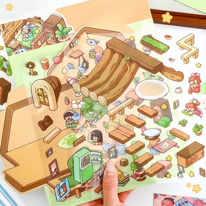 Playful Delights 3D Sticker | 2 Cute Miniature Scenes