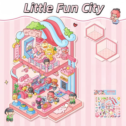 Playful Delights 3D Sticker | 2 Cute Miniature Scenes