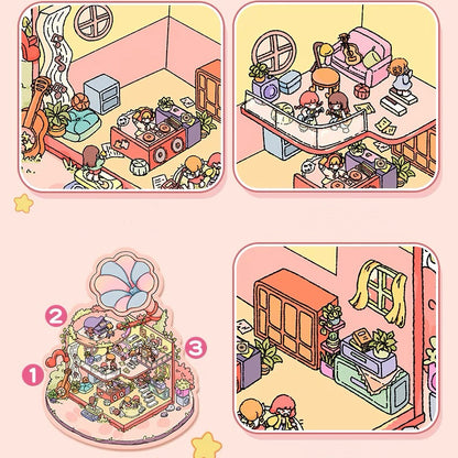 Cozy Little Scenes 3D Sticker | 4 Cute Miniature Scenes