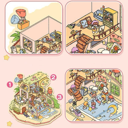 Cozy Little Scenes 3D Sticker | 4 Cute Miniature Scenes
