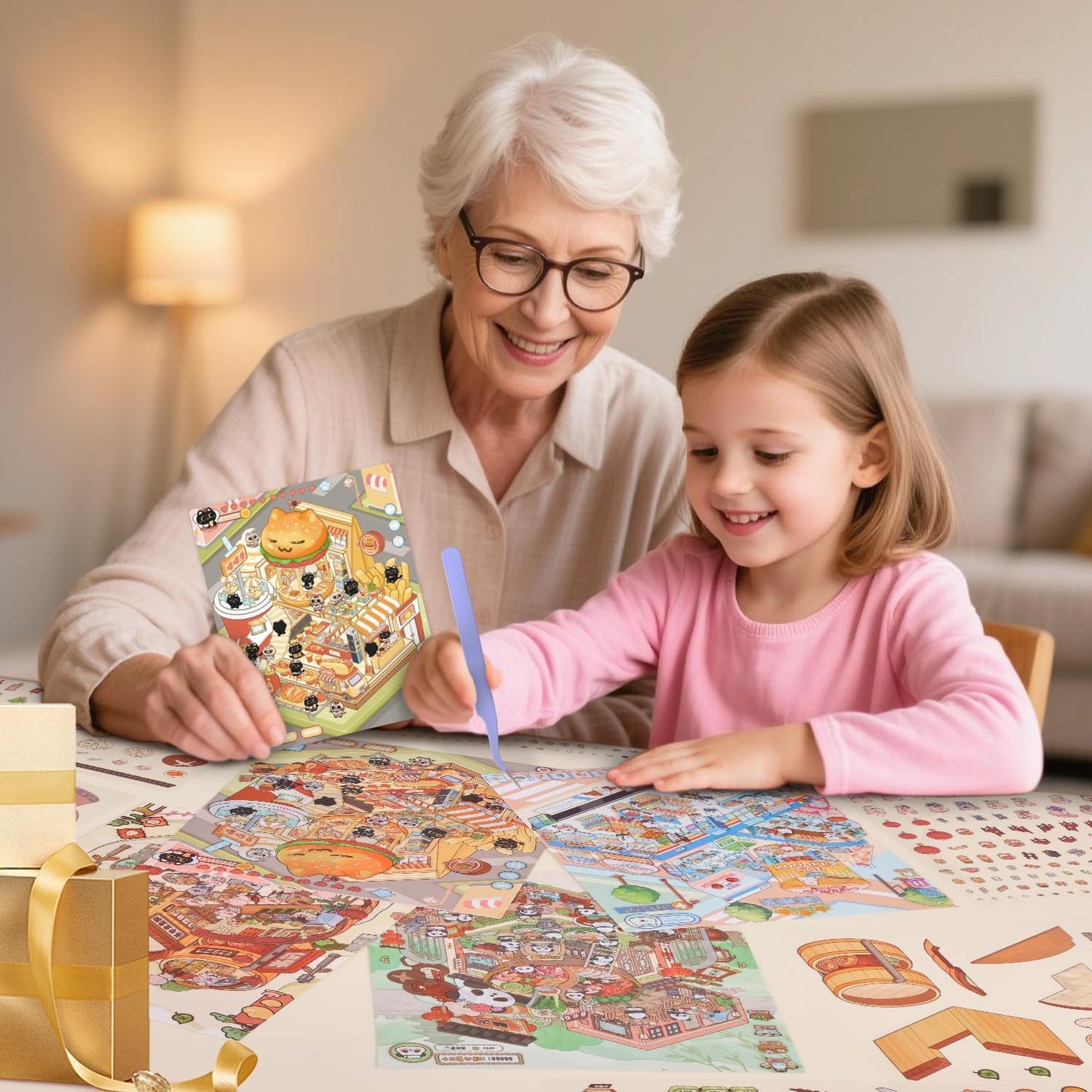 Colors of Heritage 3D Sticker | 4 Cute Miniature Scenes