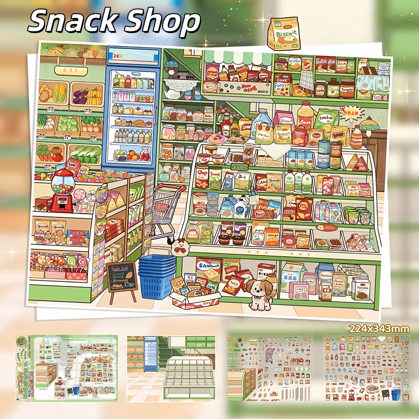 Shelf Display 3D Sticker | 4 Cute Miniature Scenes