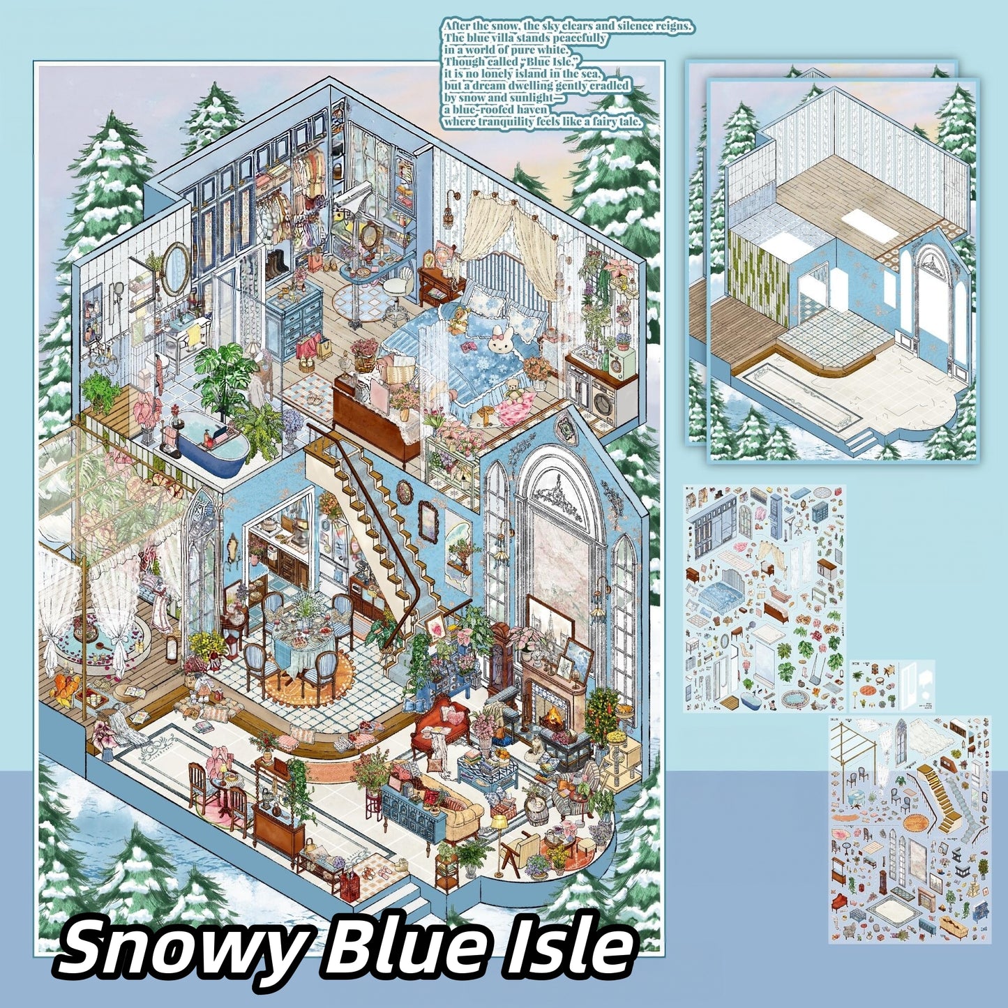 Along the Lane 3D Sticker | 5 Cute Miniature Scenes
