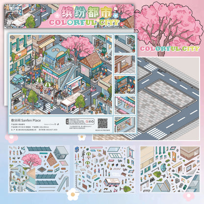 Fantasy City 3D Sticker | 4 Cute Miniature Scenes