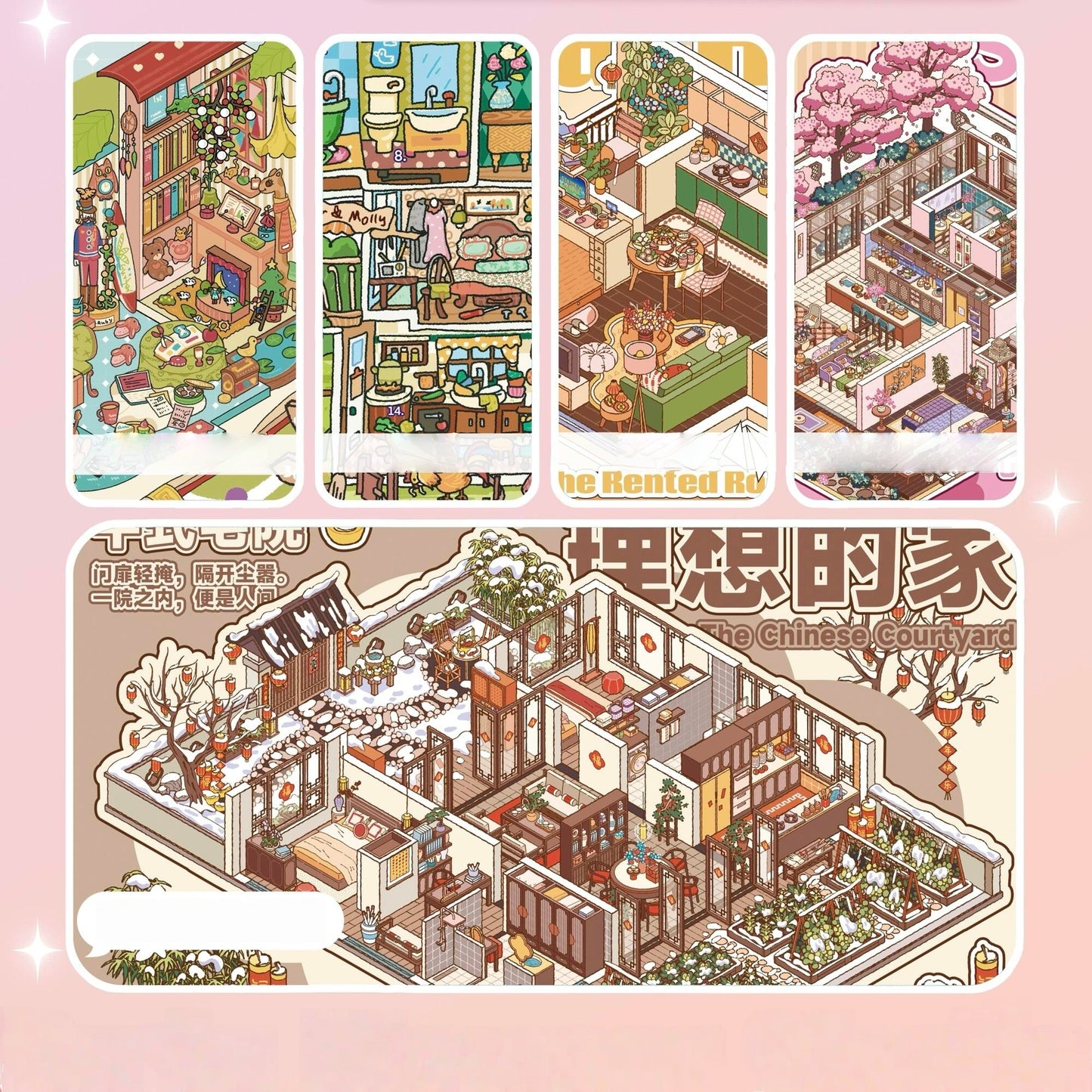 Dwelling Corners 3D Sticker | 5 Cute Miniature Scenes