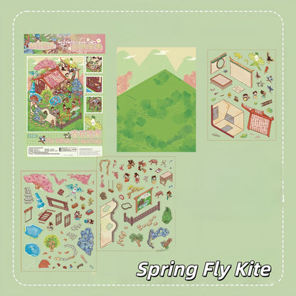 Spring Fun 3D Sticker | 4 Cute Miniature Scenes