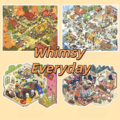 Whimsical Life 3D Sticker | 4 Cute Miniature Scenes