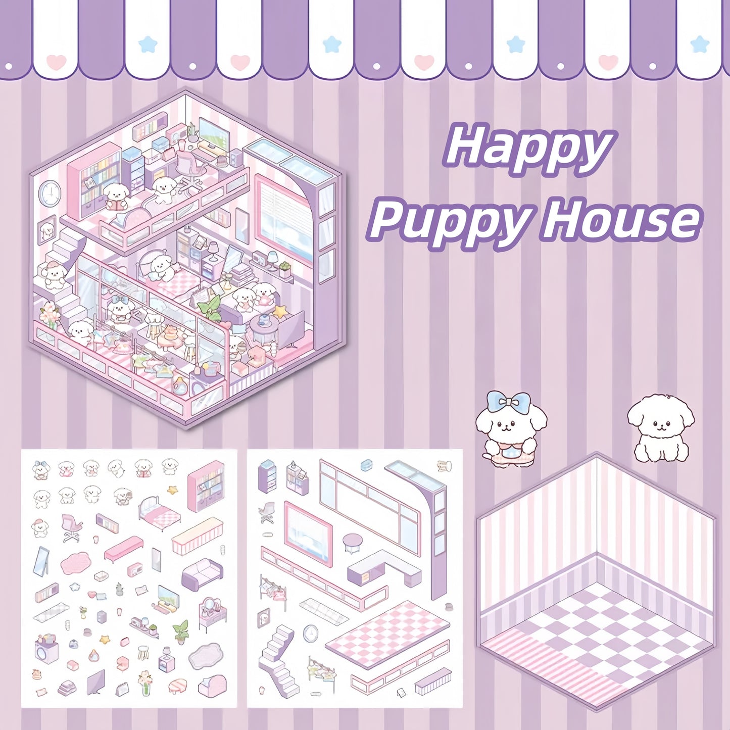 Paw's Shop 3D Sticker | 4 Cute Miniature Scenes