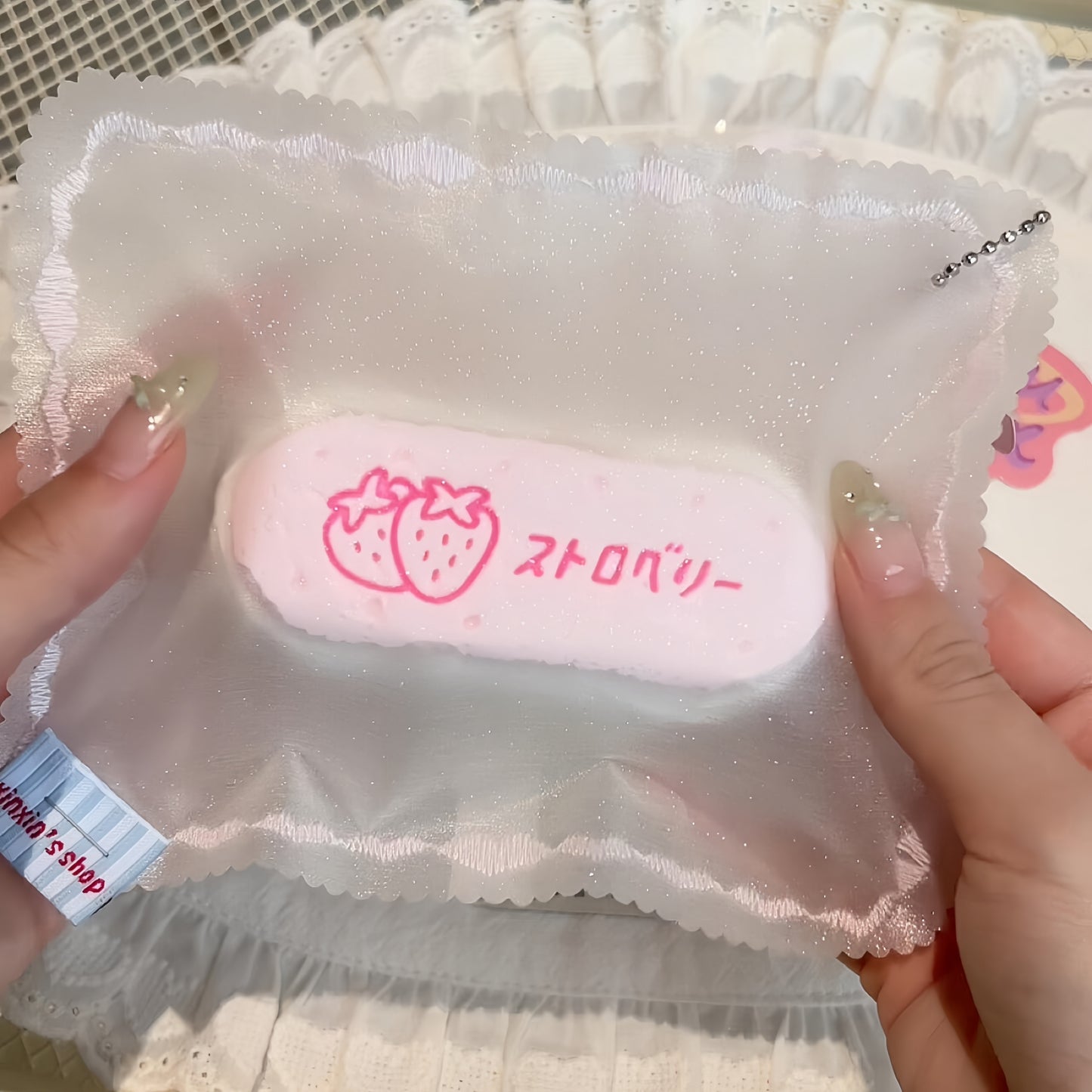 Strawberry Cheese Bar Squishy (Shining Bag)