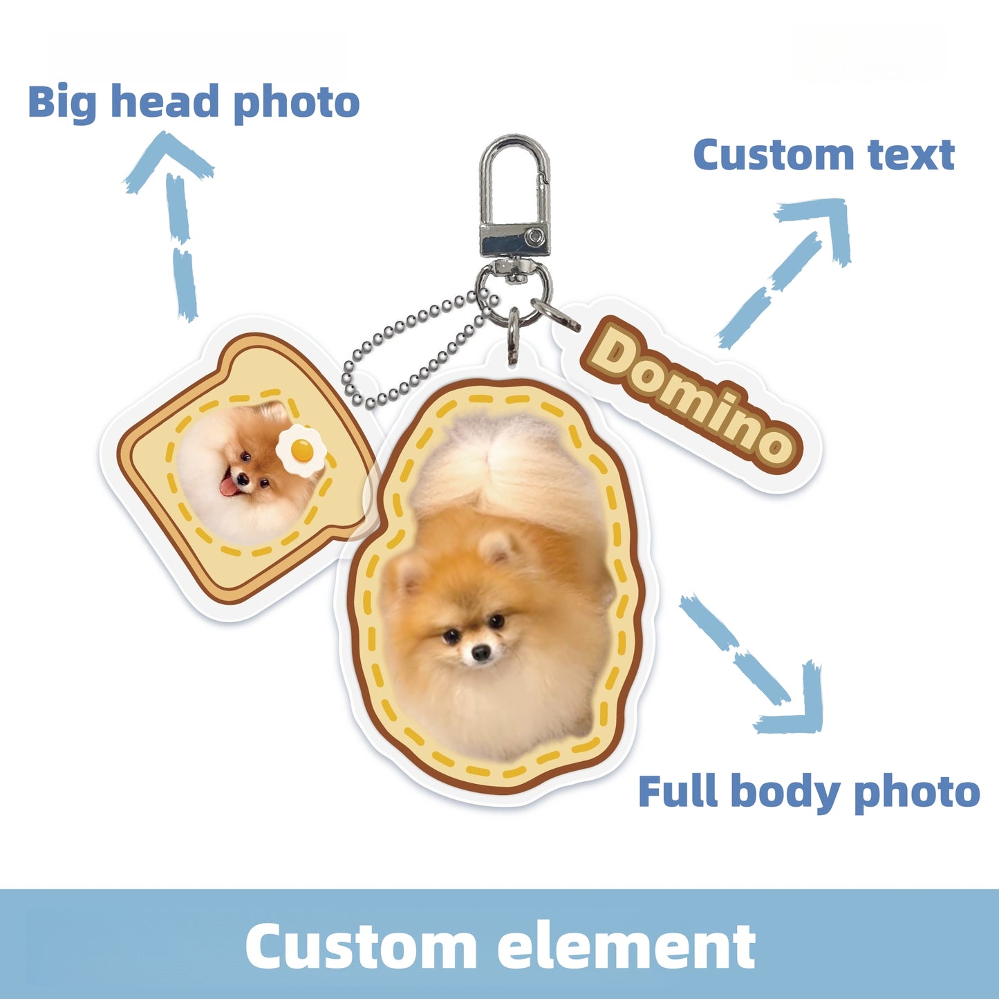 Custom Pet Photo Acrylic Bag Charm Keychain