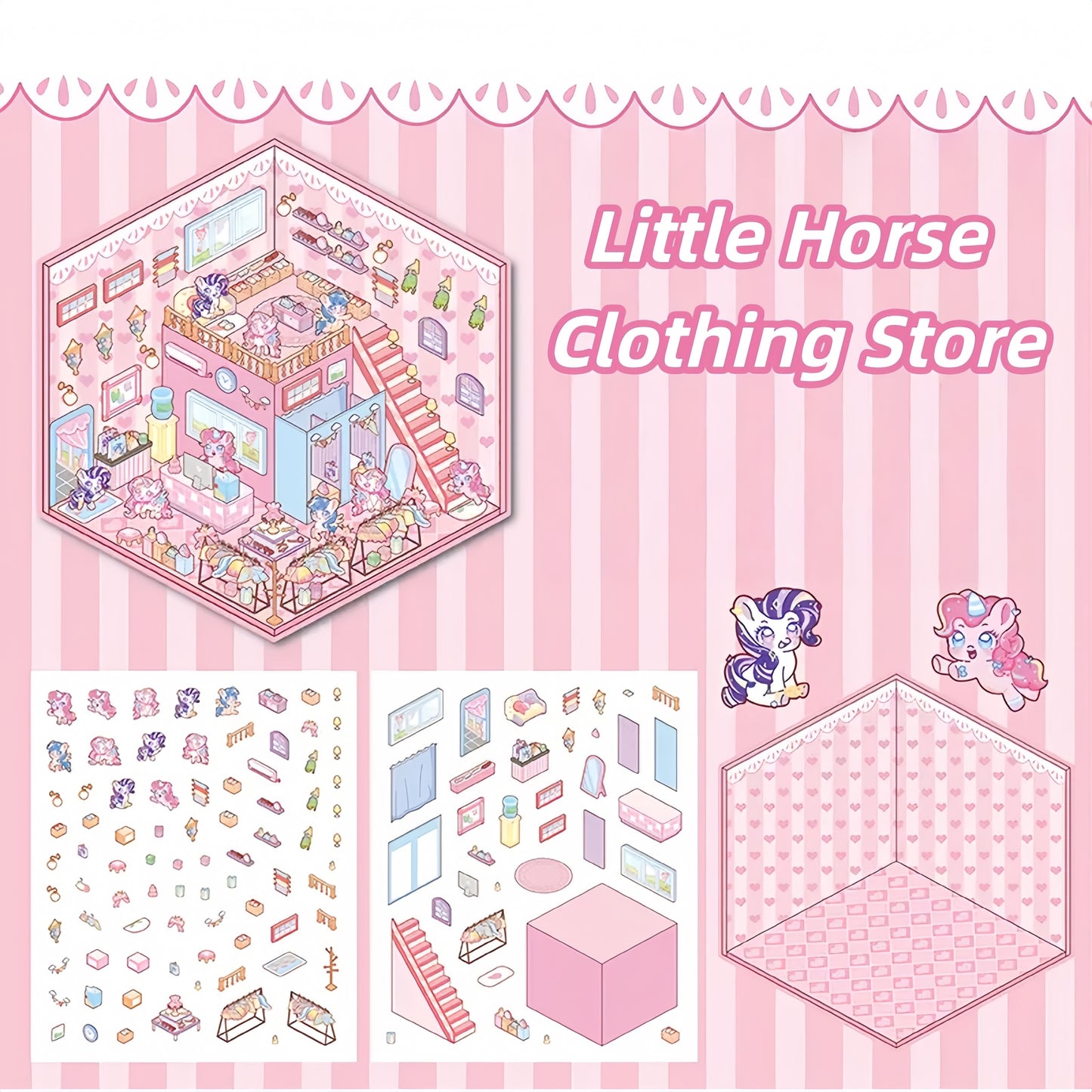 Paw's Shop 3D Sticker | 4 Cute Miniature Scenes
