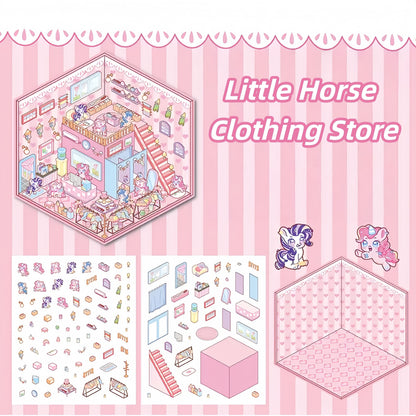 Paw's Shop 3D Sticker | 4 Cute Miniature Scenes