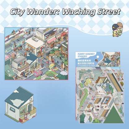 City Wander 3D Sticker | 6 Cute Miniature Scenes