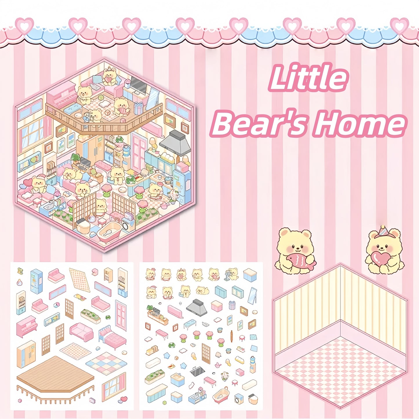 Paw's Shop 3D Sticker | 4 Cute Miniature Scenes