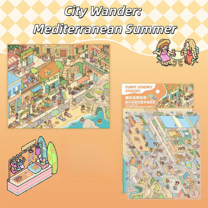 City Wander 3D Sticker | 6 Cute Miniature Scenes