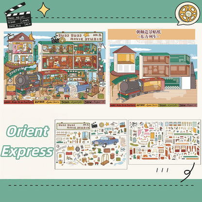 Cute Busy Town 3D Sticker | 5 Cute Miniature Scenes