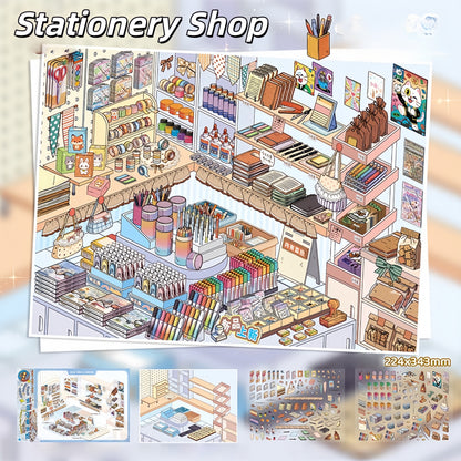Shelf Display 3D Sticker | 4 Cute Miniature Scenes