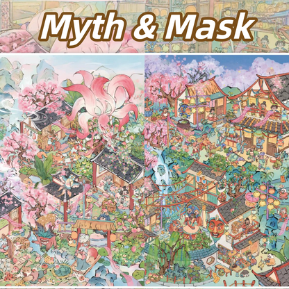 Myth & Mask 3D Sticker | 2 Cute Miniature Scenes