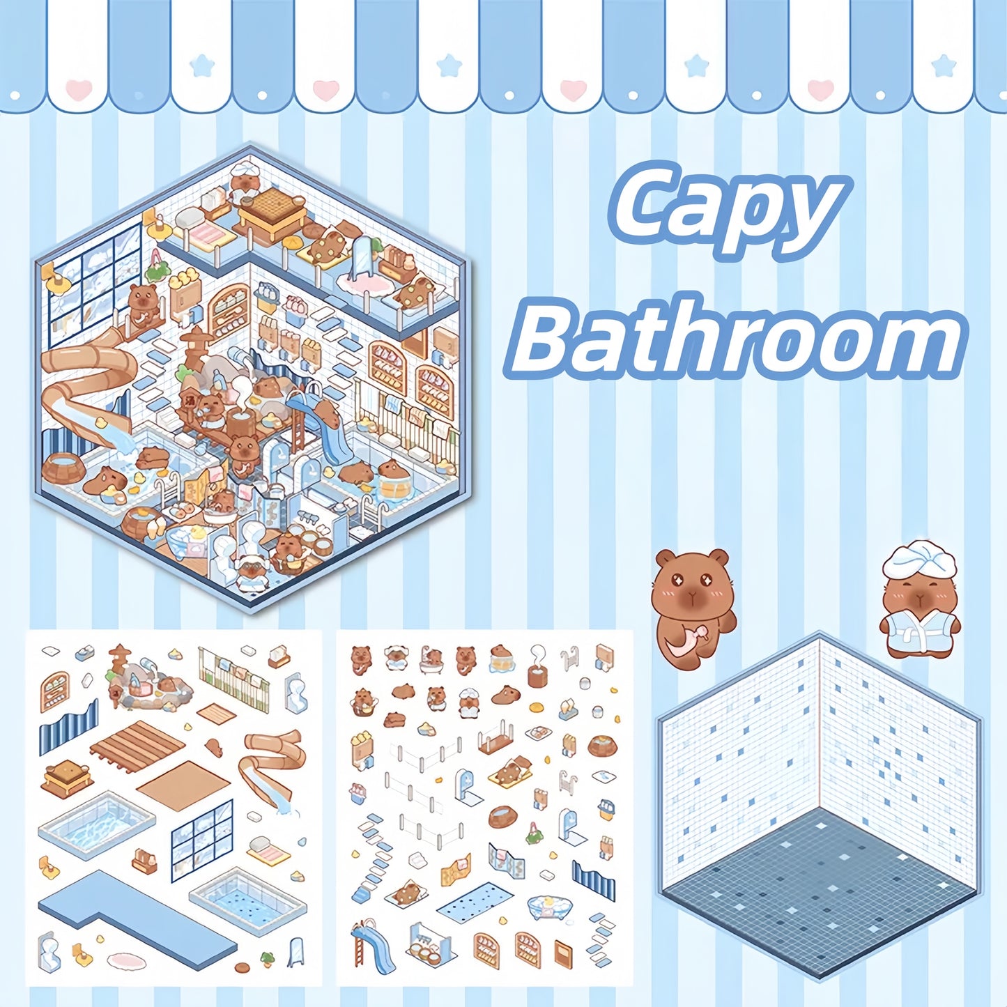 Paw's Shop 3D Sticker | 4 Cute Miniature Scenes