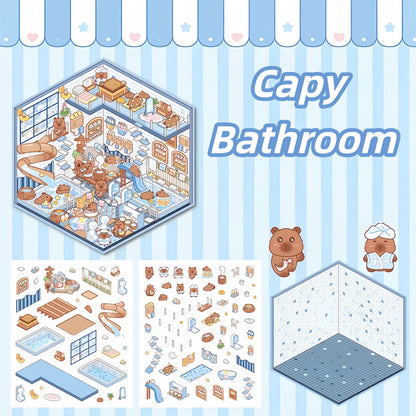 Paw's Shop 3D Sticker | 4 Cute Miniature Scenes