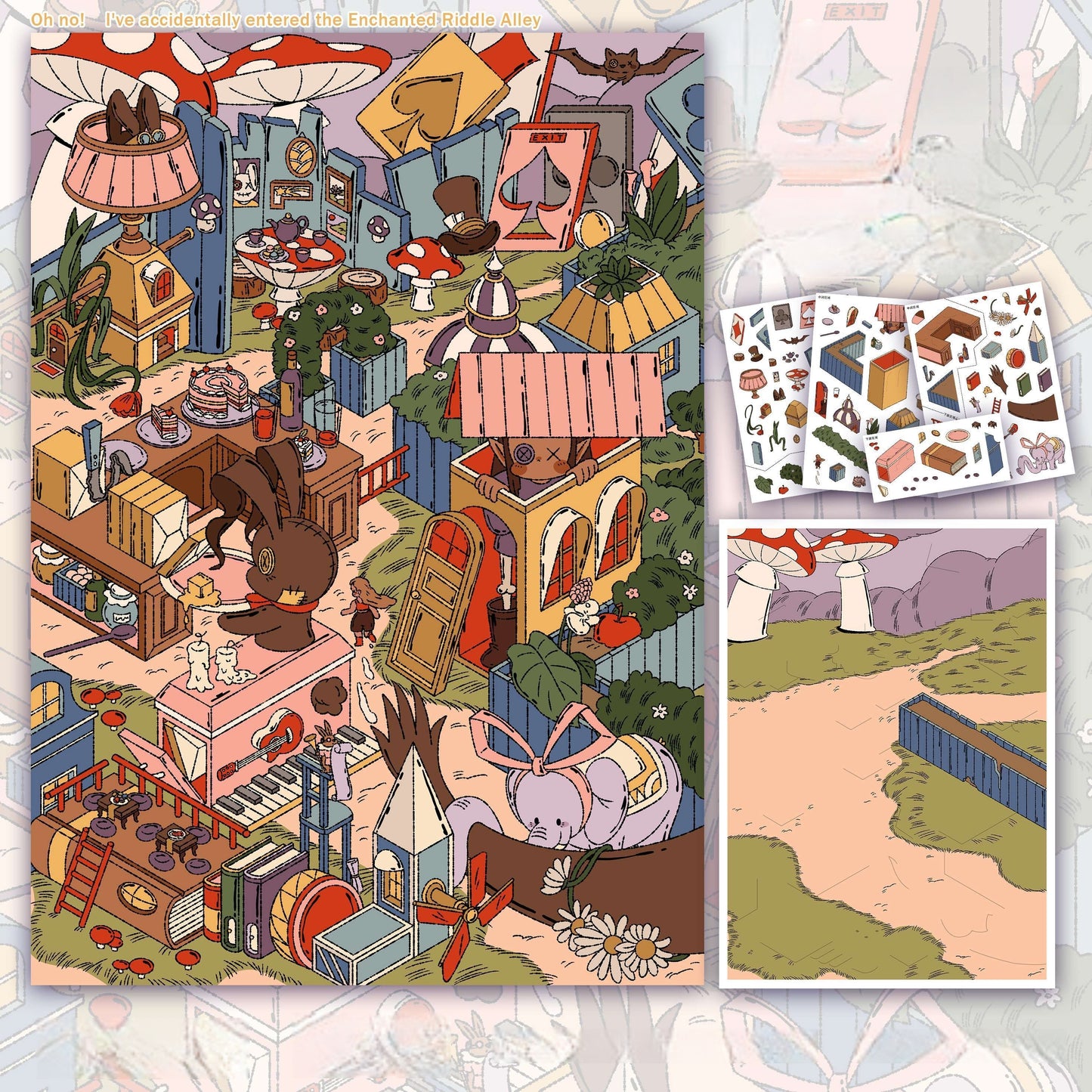 Nocturnal Encounters 3D Sticker | 2 Cute Miniature Scenes