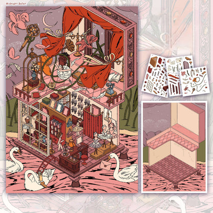 Nocturnal Encounters 3D Sticker | 2 Cute Miniature Scenes