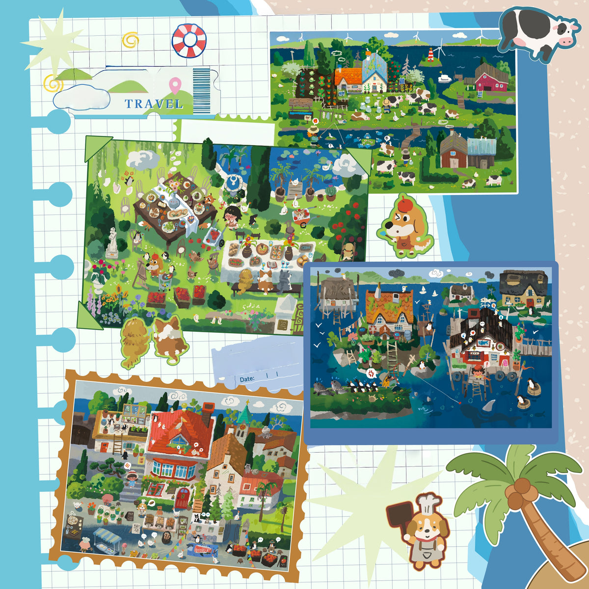 Slow Days 3D Sticker | 4 Cute Miniature Scenes