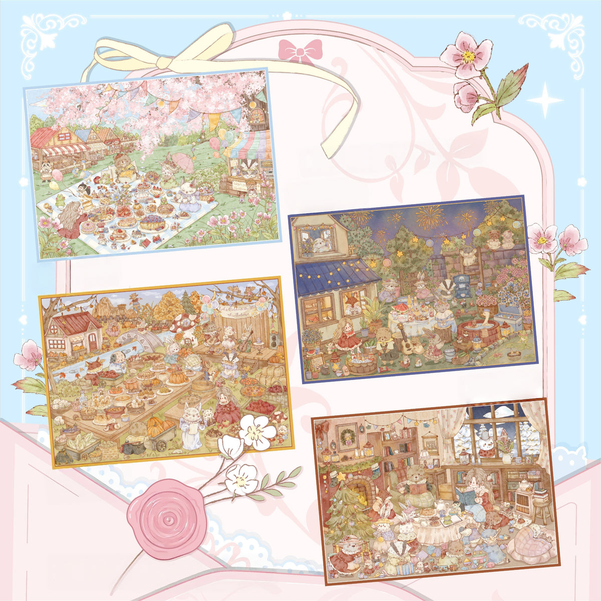 A Year of Festivals 3D Sticker | 4 Cute Miniature Scenes