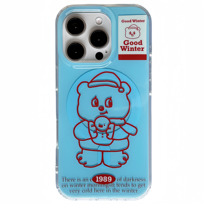 Bear Magnetic Card Holder Acrylic Phone Case