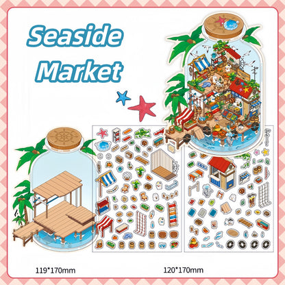 Simulation Management 3D Sticker | 4 Cute Miniature Scenes