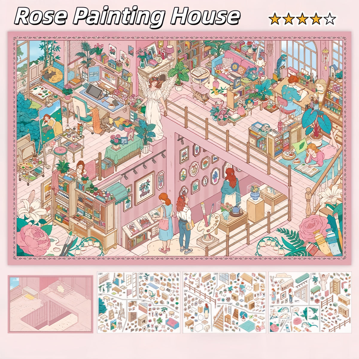 Rose Painting House 3D Sticker