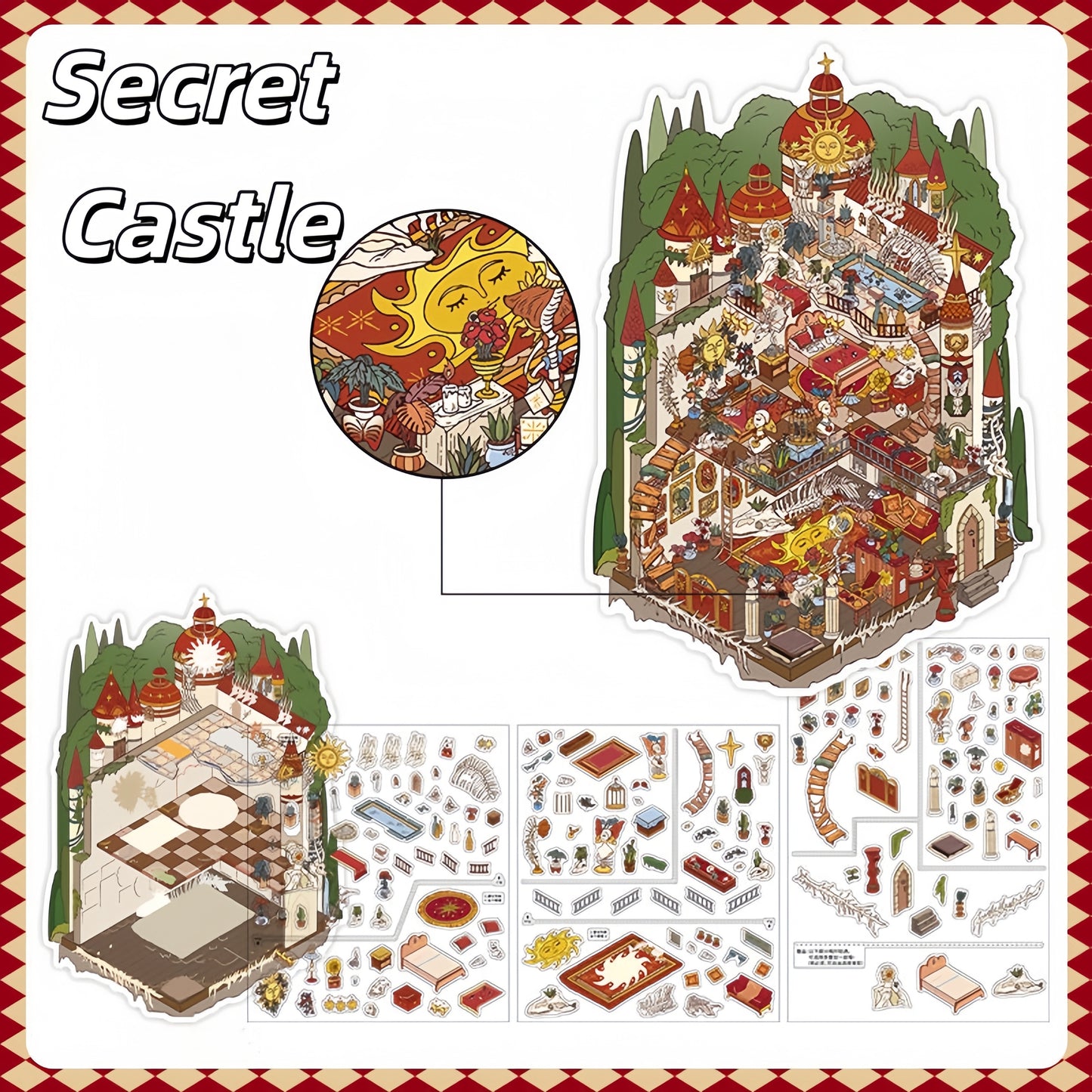 Scary Castle 3D Sticker | 2 Cute Miniature Scenes