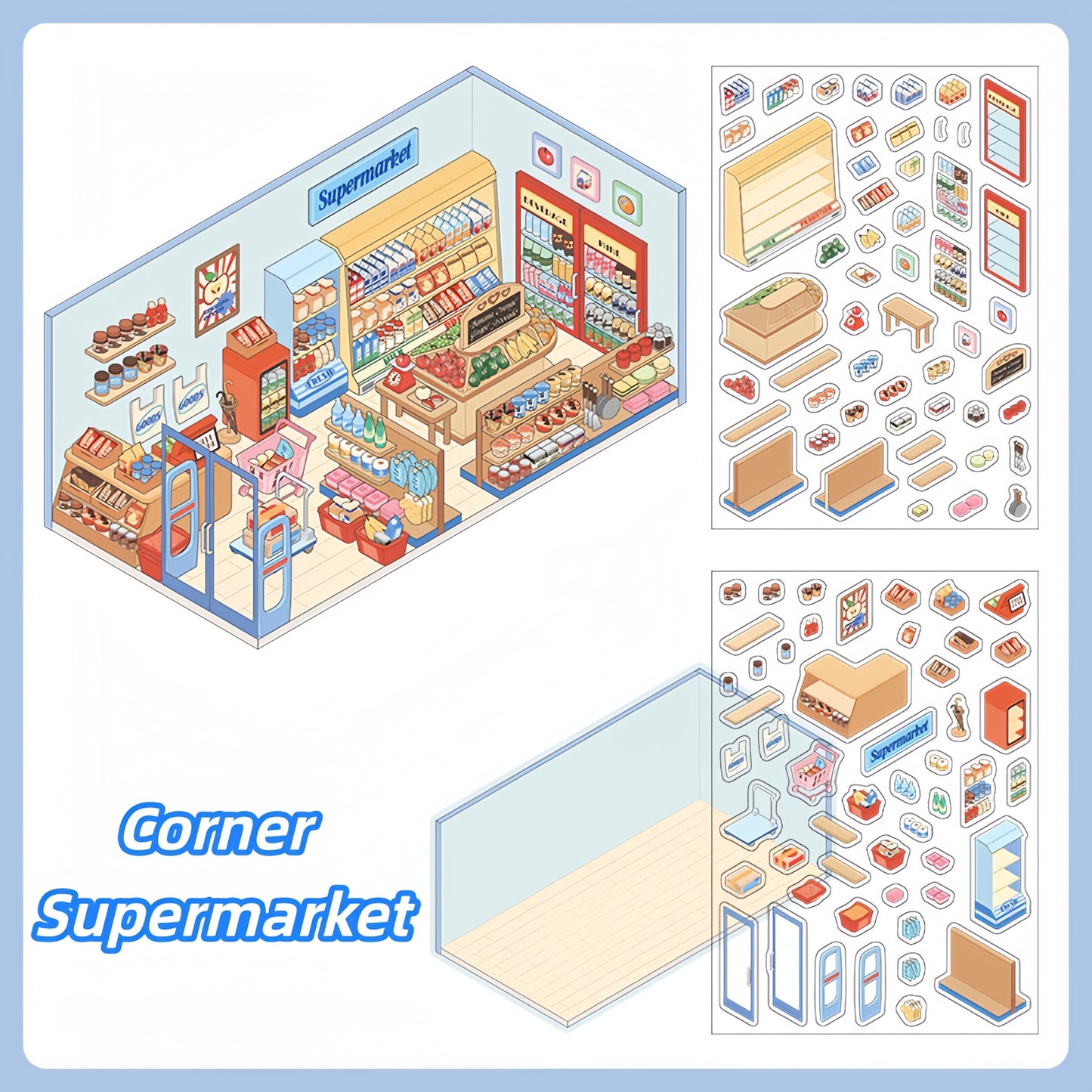 Small Corner Series 3D Sticker | 4 Cute Miniature Scenes