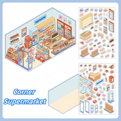Small Corner Series 3D Sticker | 4 Cute Miniature Scenes