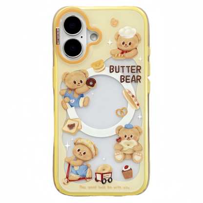 Cartoon Butter Bear Magnetic Stand Silicone Phone Case