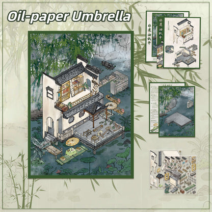 Intangible Cultural Heritage 3D Sticker | 4 Cute Miniature Scenes