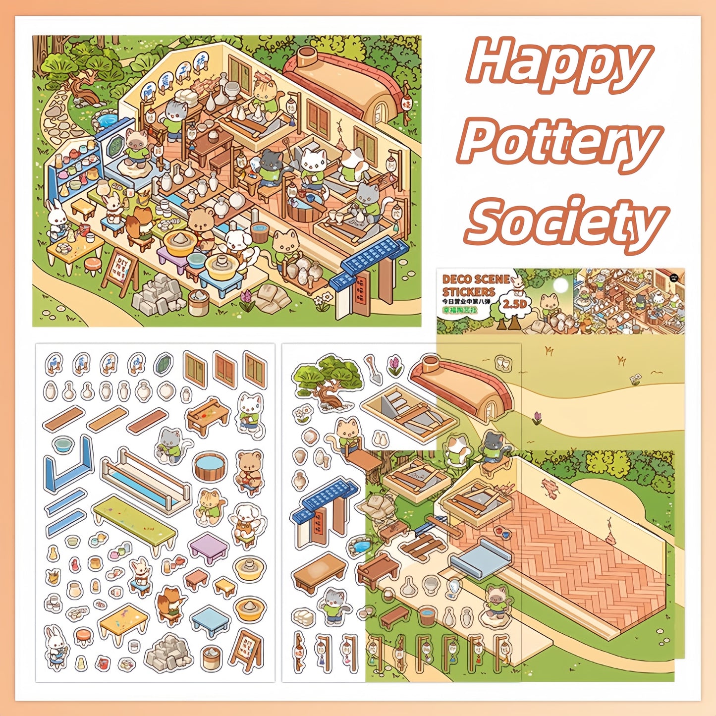Simulation Management 3D Sticker | 4 Cute Miniature Scenes