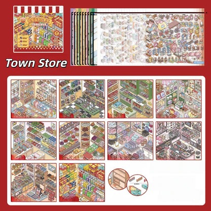 Town Store 3D Sticker Book