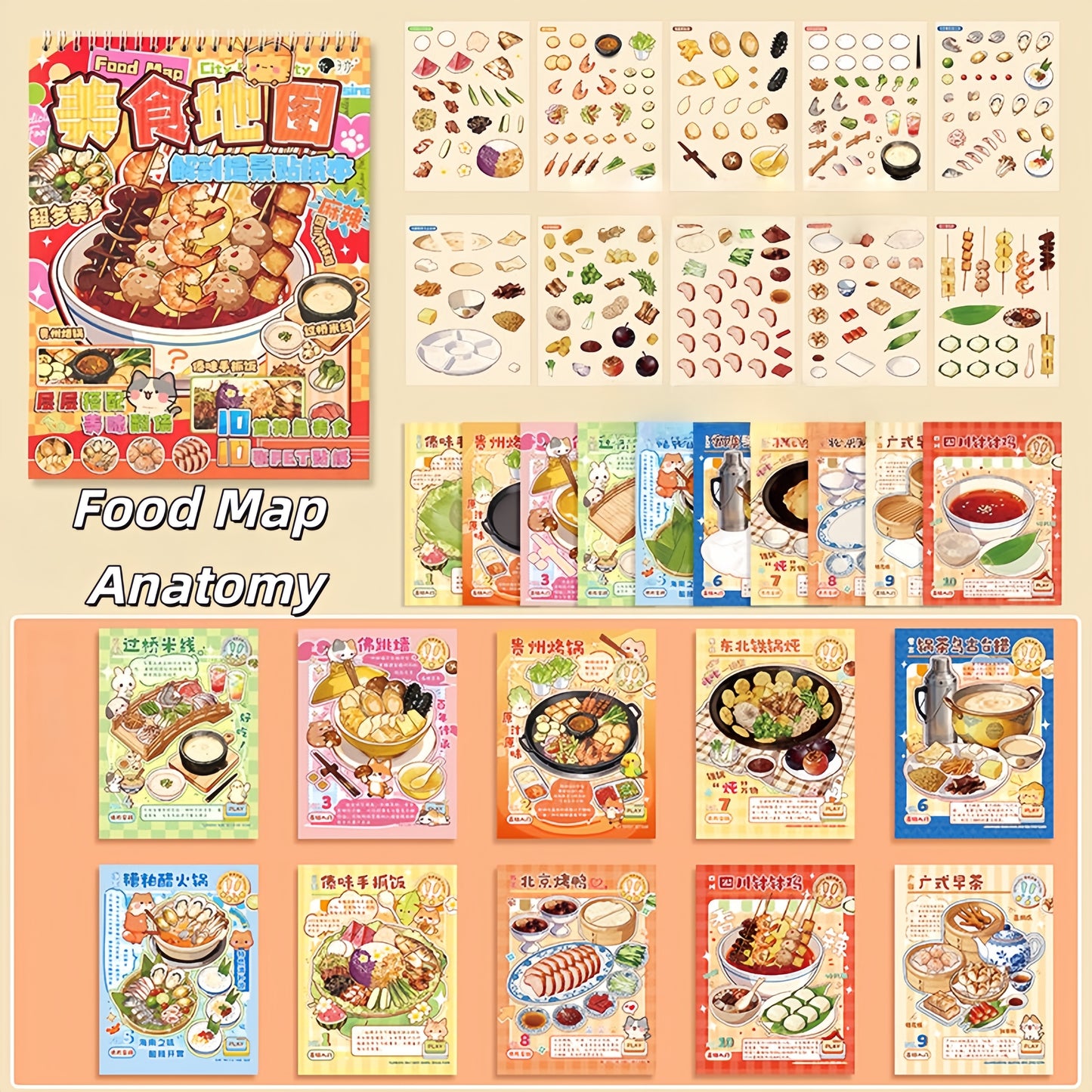Food Map Anatomy 3D Sticker Book