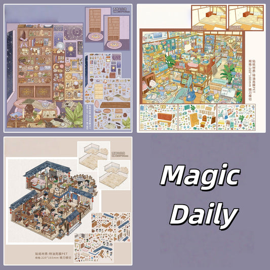 Magic Daily 3D Sticker | 2 Cute Miniature Scenes
