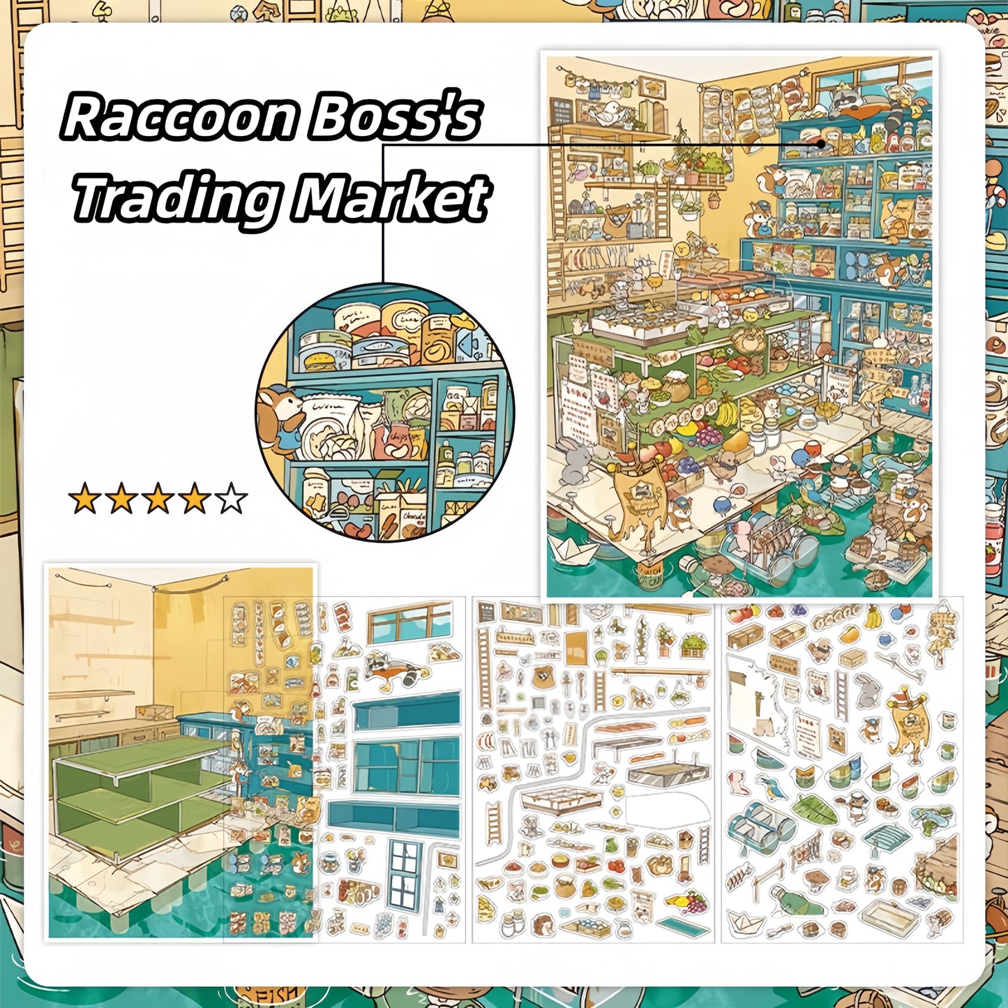 Animal Shops 3D Sticker | 2 Cute Miniature Scenes